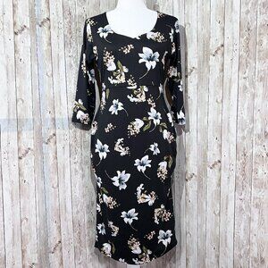 Women's Loveappella Maternity Dress | Medium | Black | Floral | Stretch
